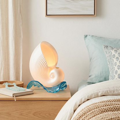 Shell Night Lamp With Sea Wave Sound , Coastal Table Lamp