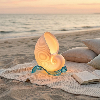 Shell Night Lamp With Sea Wave Sound , Coastal Table Lamp