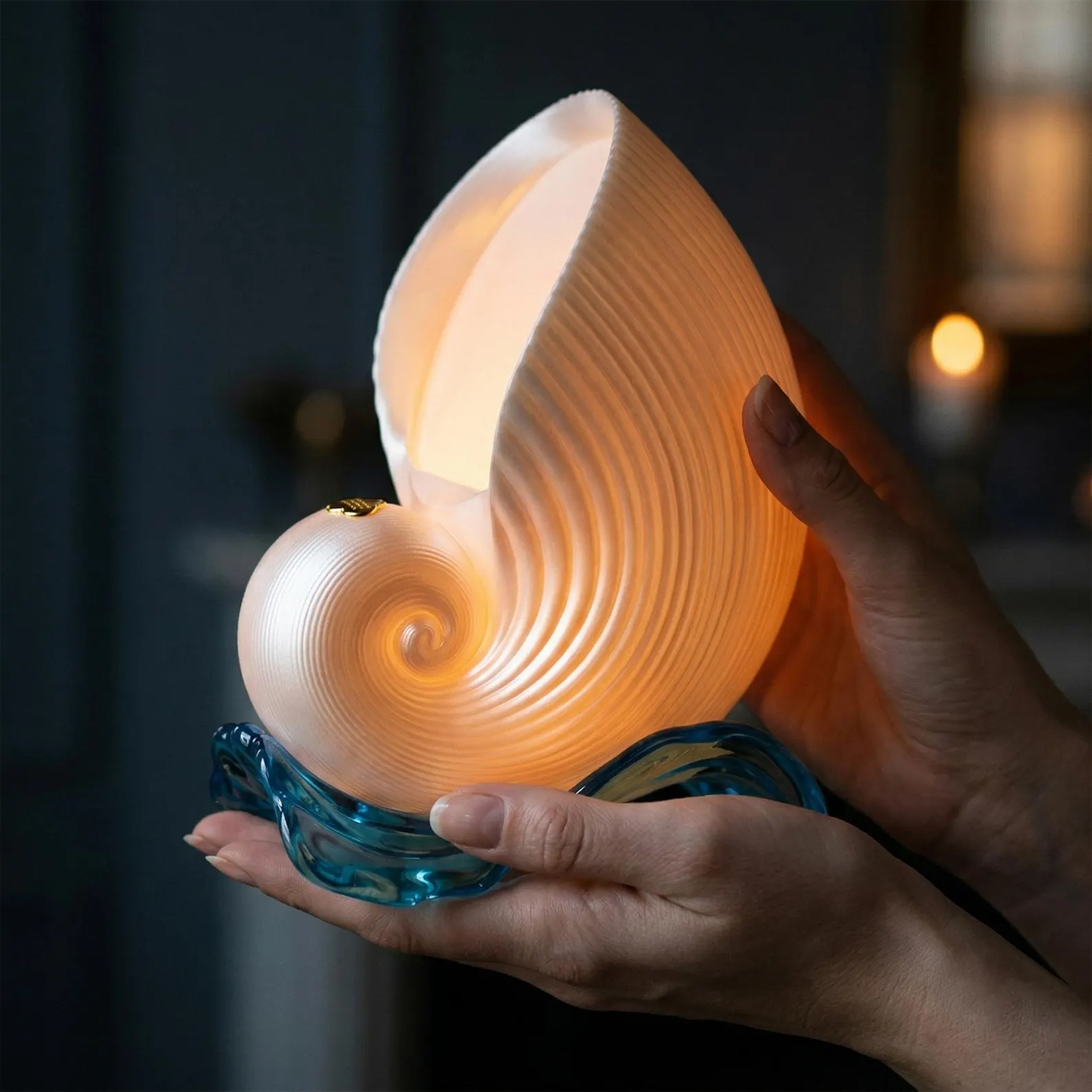 Shell Night Lamp With Sea Wave Sound , Coastal Table Lamp