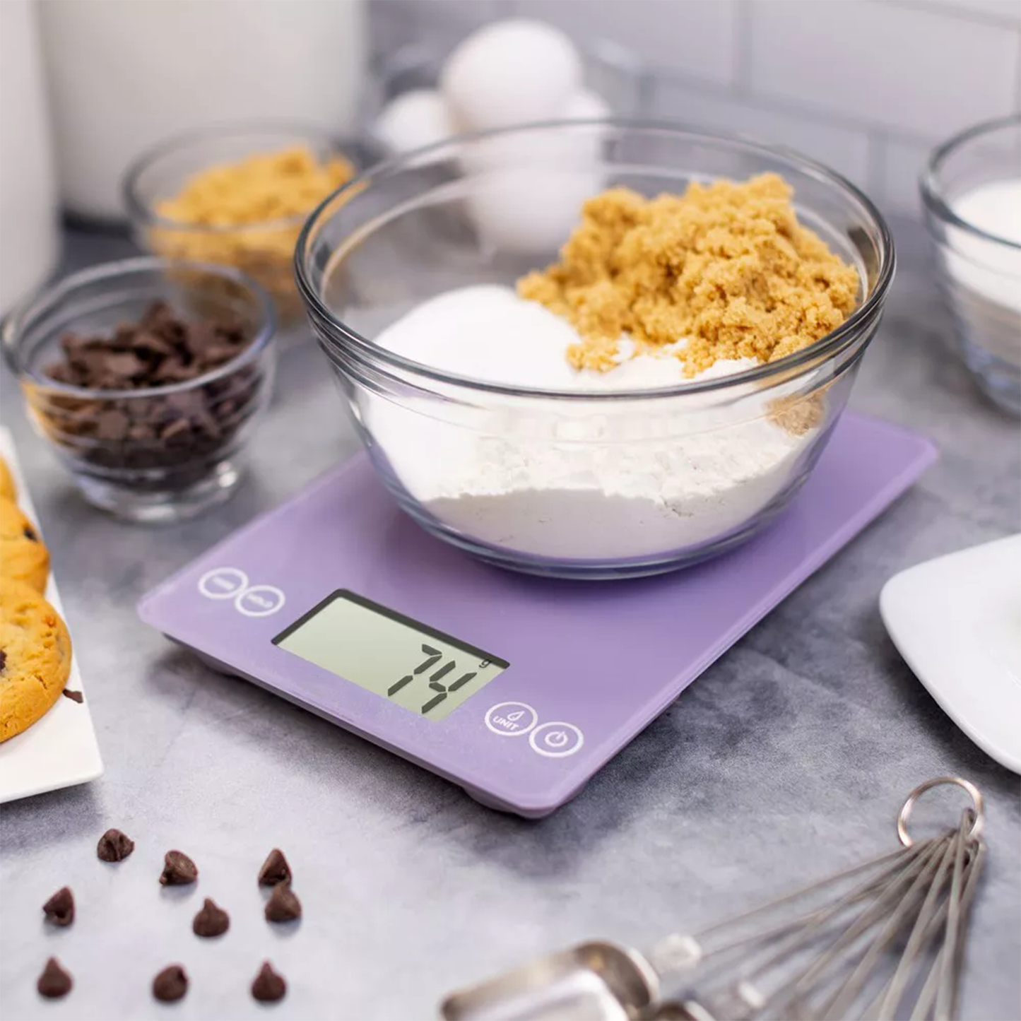 Glass Digital Kitchen Scale, Large Display, Touch Control